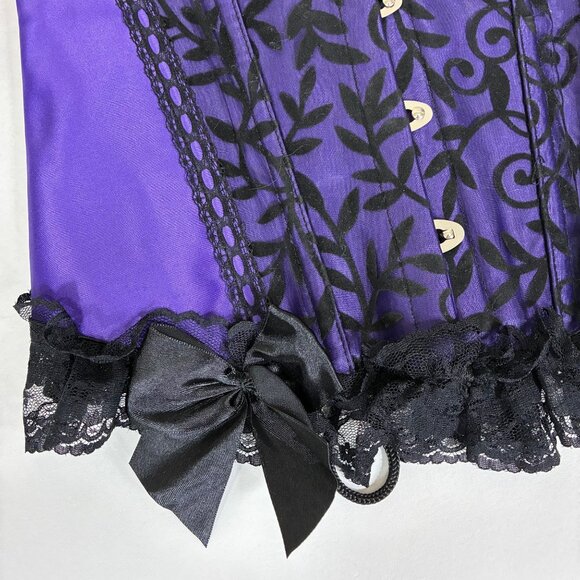 Y2K Music Legs Ruffled Lace Corset Lingerie Size Small Romantic Sexy - Picture 2 of 8